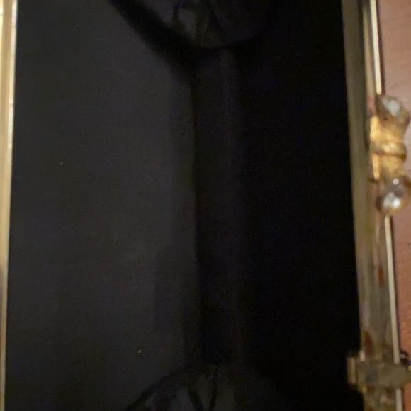 Vintage Beaded Black Handbag w/ Gold Chain & Rhinestone Beaded Clasp - Picture 10 of 10